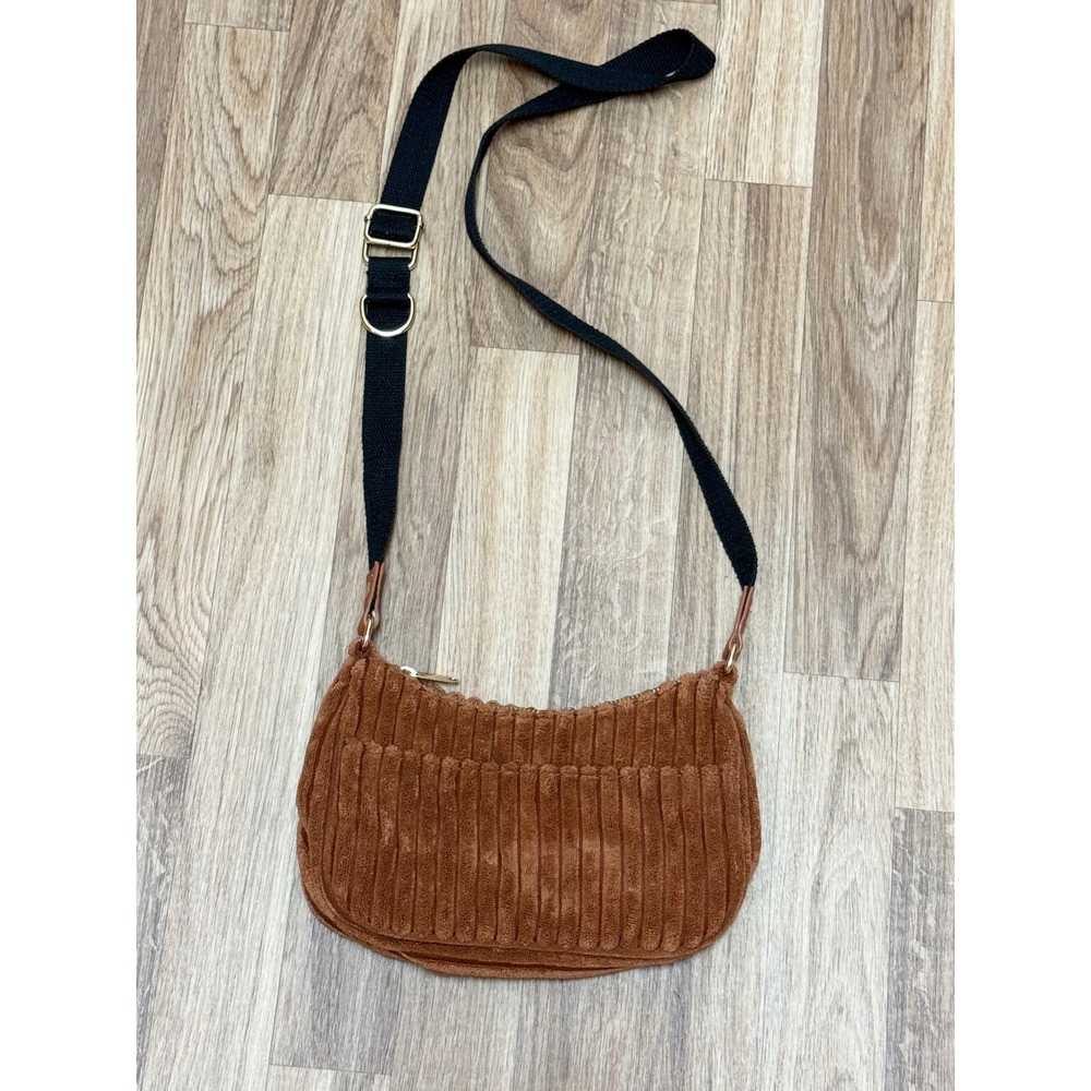 Wild Fable Brown Corduroy Crossbody Bag Crescent Shoulder Bag Gold Hardware